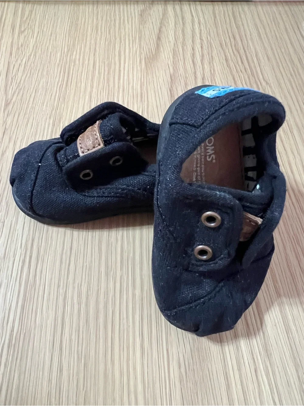 Toms Black Canvas Slip-On Baby & Walker Shoes